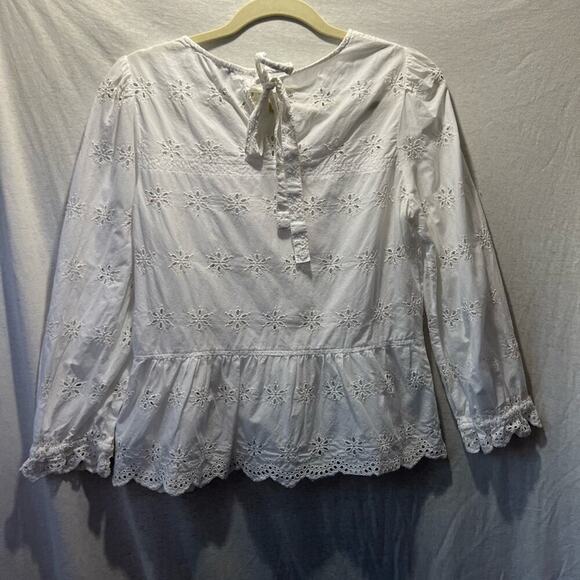 Madewell White Eyelet Keyhole Peplum Top - Picture 7 of 8